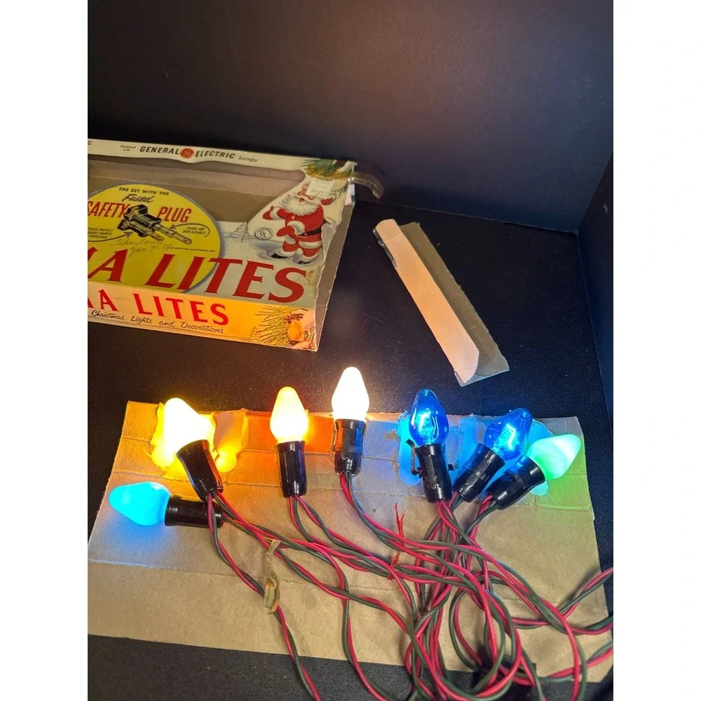 Vintage Noma Lites 7-Light Christmas String Lights Indoor w/ Box Tested Works